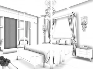luxury stylish interior master bedroom - 01 3D Model