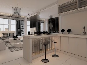 luxury stylish interior master bedroom - 01 3D Model