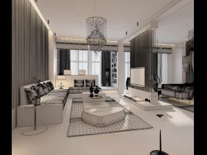 luxury stylish interior master bedroom - 01 3D Model