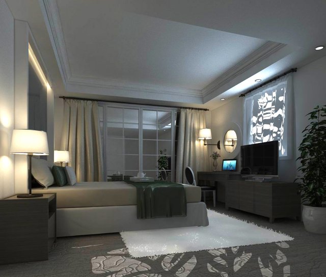luxury stylish interior master bedroom - 02 Model 3D .c4d .max .obj .3ds .fbx .stl .blend 