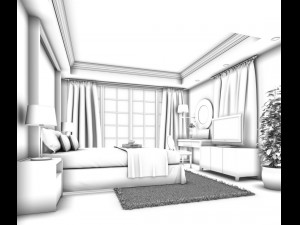 luxury stylish interior master bedroom - 02 Model 3D