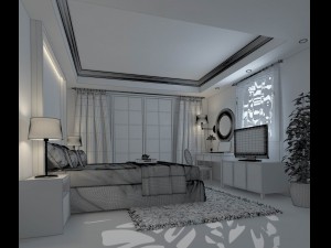 luxury stylish interior master bedroom - 02 Model 3D