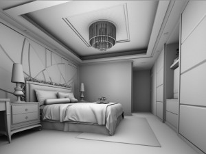 luxury stylish interior master bedroom - 03 3D Model