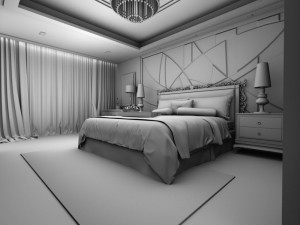 luxury stylish interior master bedroom - 03 3D Model