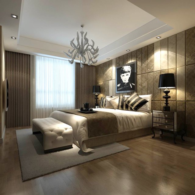 luxury stylish interior master bedroom - 06 3D Model .c4d .max .obj .3ds .fbx .stl .blend