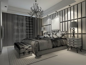 luxury stylish interior master bedroom - 06 3D Model