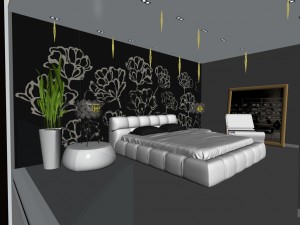 luxury stylish interior master bedroom - 07 Modello 3D