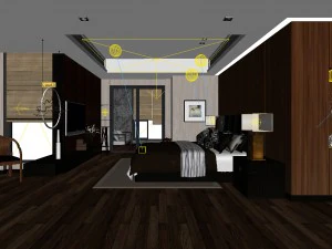 luxury stylish interior master bedroom - 08 3D Model