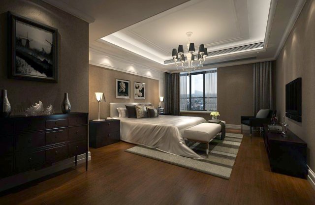 luxury stylish interior master bedroom - 09 3D Model .c4d .max .obj .3ds .fbx .stl .blend