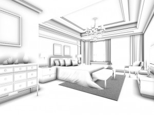 luxury stylish interior master bedroom - 09 3D Model