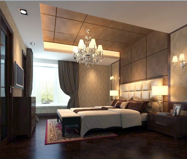 luxury stylish interior master bedroom - 11 3D Model .c4d .max .obj .3ds .fbx .stl .blend