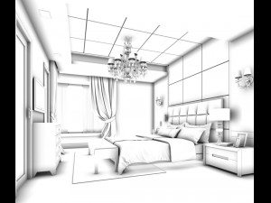 luxury stylish interior master bedroom - 11 3D Model