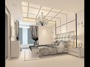luxury stylish interior master bedroom - 11 3D Model