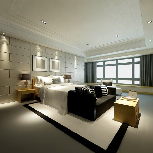 luxury stylish interior master bedroom - 12 3D 模型 .c4d .max .obj .3ds .fbx .stl .blend 