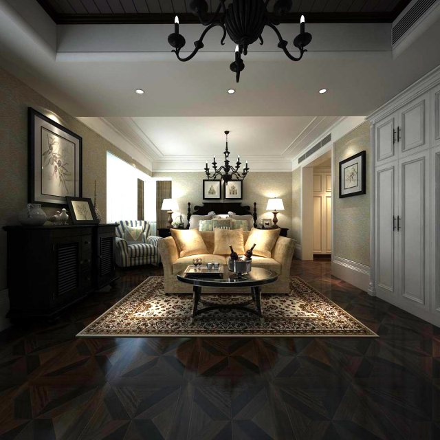 luxury stylish interior master bedroom - 13 Model 3D .c4d .max .obj .3ds .fbx .stl .blend 