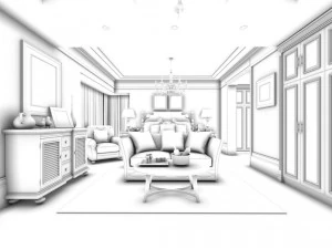 luxury stylish interior master bedroom - 13 3D Model