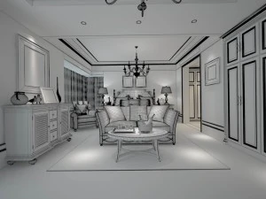 luxury stylish interior master bedroom - 13 3D Model