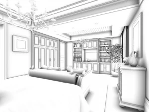 luxury stylish interior master bedroom - 13 3D Model