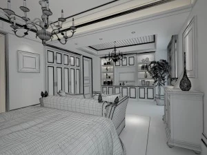 luxury stylish interior master bedroom - 13 3D Model