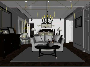 luxury stylish interior master bedroom - 13 3D Model