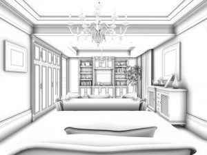luxury stylish interior master bedroom - 13 3D Model