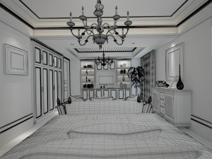 luxury stylish interior master bedroom - 13 Model 3D