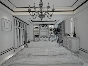 luxury stylish interior master bedroom - 13 3D Model