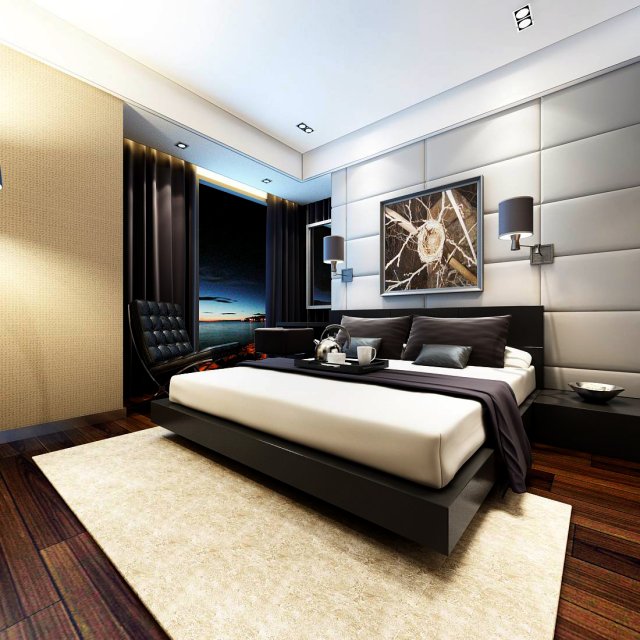 luxury stylish interior master bedroom - 15 3D Model .c4d .max .obj .3ds .fbx .stl .blend 