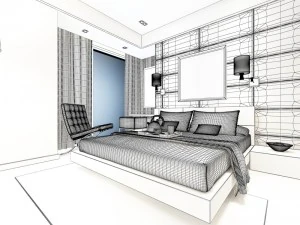 luxury stylish interior master bedroom - 15 3D Model