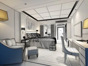 luxury stylish interior master bedroom - 17 3D Model