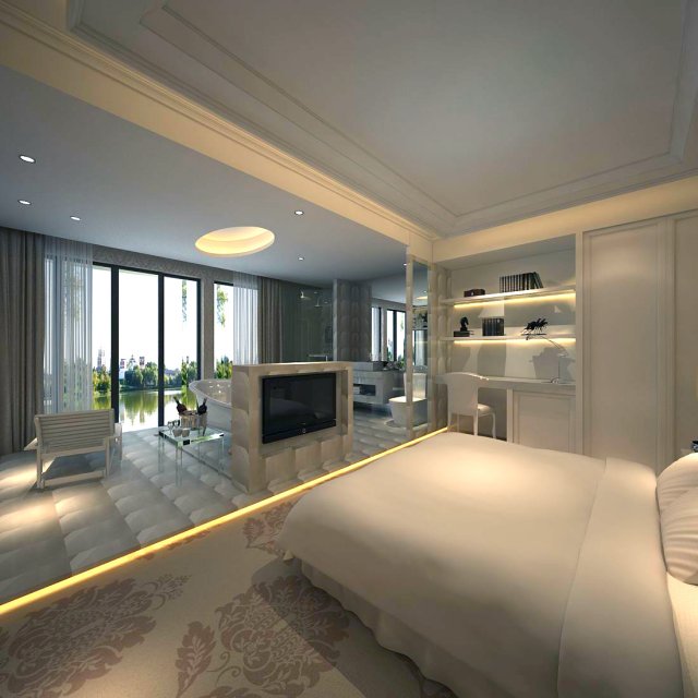 luxury stylish interior master bedroom - 19 Modèle 3D .c4d .max .obj .3ds .fbx .stl .blend 