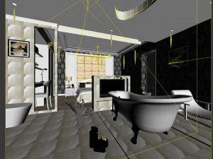 luxury stylish interior master bedroom - 19 3D Model