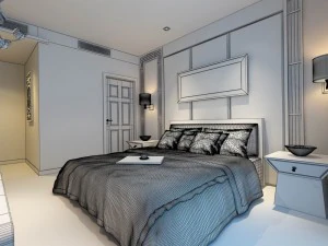 luxury stylish interior master bedroom - 22 3D Model