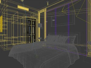 luxury stylish interior master bedroom - 22 3D Model