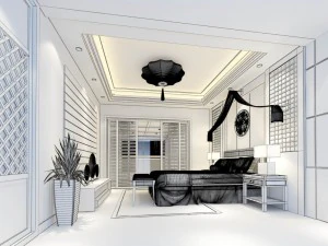 luxury stylish interior master bedroom - 23 3D Model