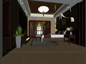 luxury stylish interior master bedroom - 23 3D Model