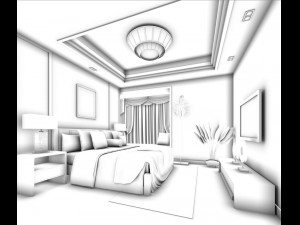 luxury stylish interior master bedroom - 24 3D मॉडल
