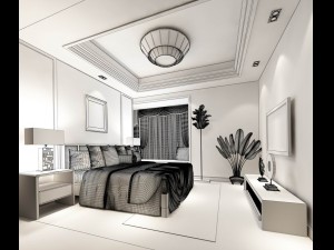 luxury stylish interior master bedroom - 24 3D मॉडल