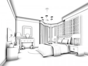 luxury stylish interior master bedroom - 27 3D Model