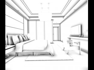 luxury stylish interior master bedroom - 29 3D 모델