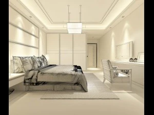 luxury stylish interior master bedroom - 29 3D Model