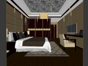 luxury stylish interior master bedroom - 29 3D Model