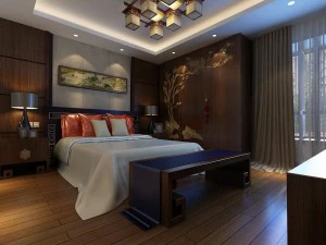 豪華でスタイリッシュなインテリアのマスターベッドルーム - 30 3Dモデル