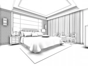 luxury stylish interior master bedroom - 31 3D Model