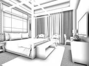luxury stylish interior master bedroom - 32 3D Model