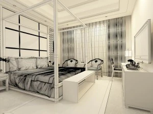 luxury stylish interior master bedroom - 32 3D Model
