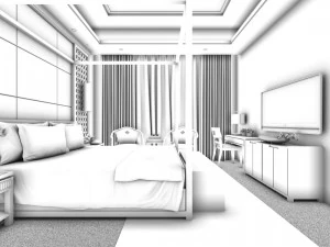 luxury stylish interior master bedroom - 32 3D Model