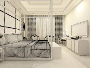 luxury stylish interior master bedroom - 32 3D Model