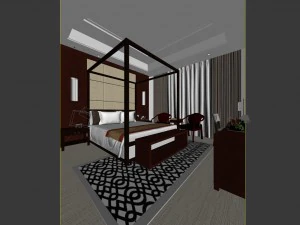 luxury stylish interior master bedroom - 32 3D Model