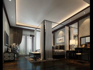 kamar tidur utama interior bergaya mewah - 33 Model 3D